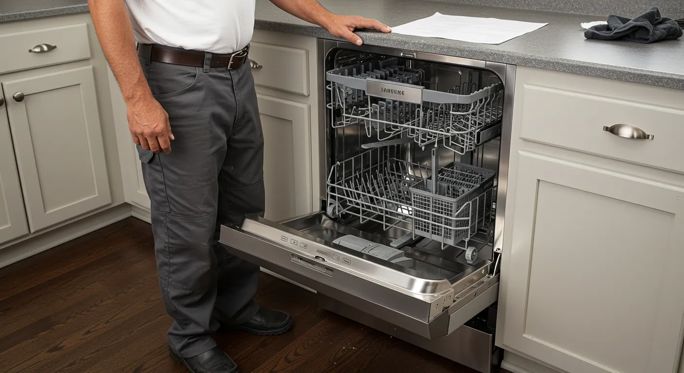 Professional appliance technician at work